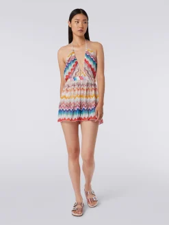 Combinaison courte à motif ondulé avec lurex