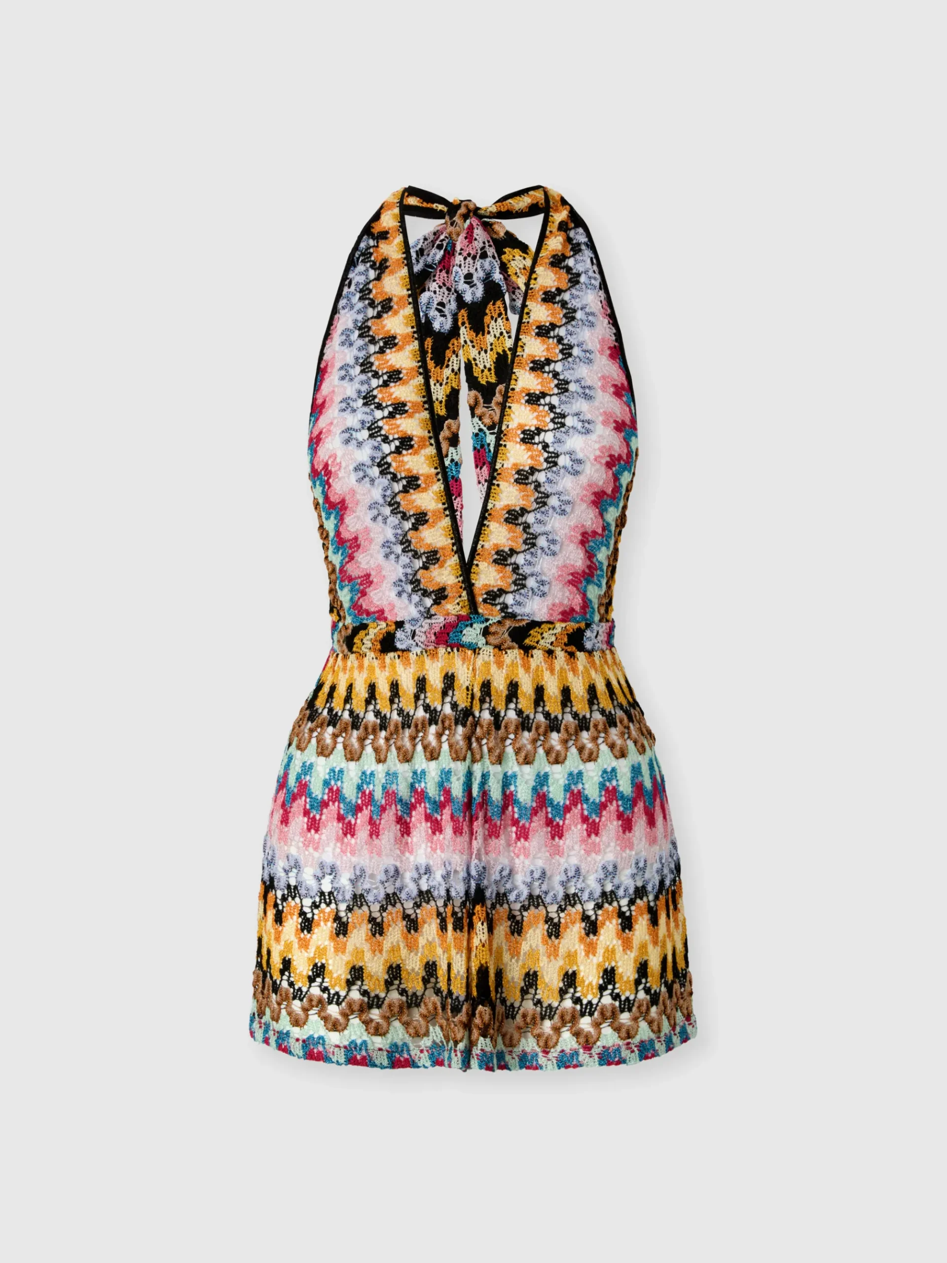 Combinaison courte en dentelle de viscose lamée