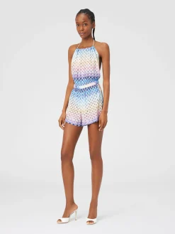 Combinaison courte en viscose à effet dentelle dégradé avec lurex