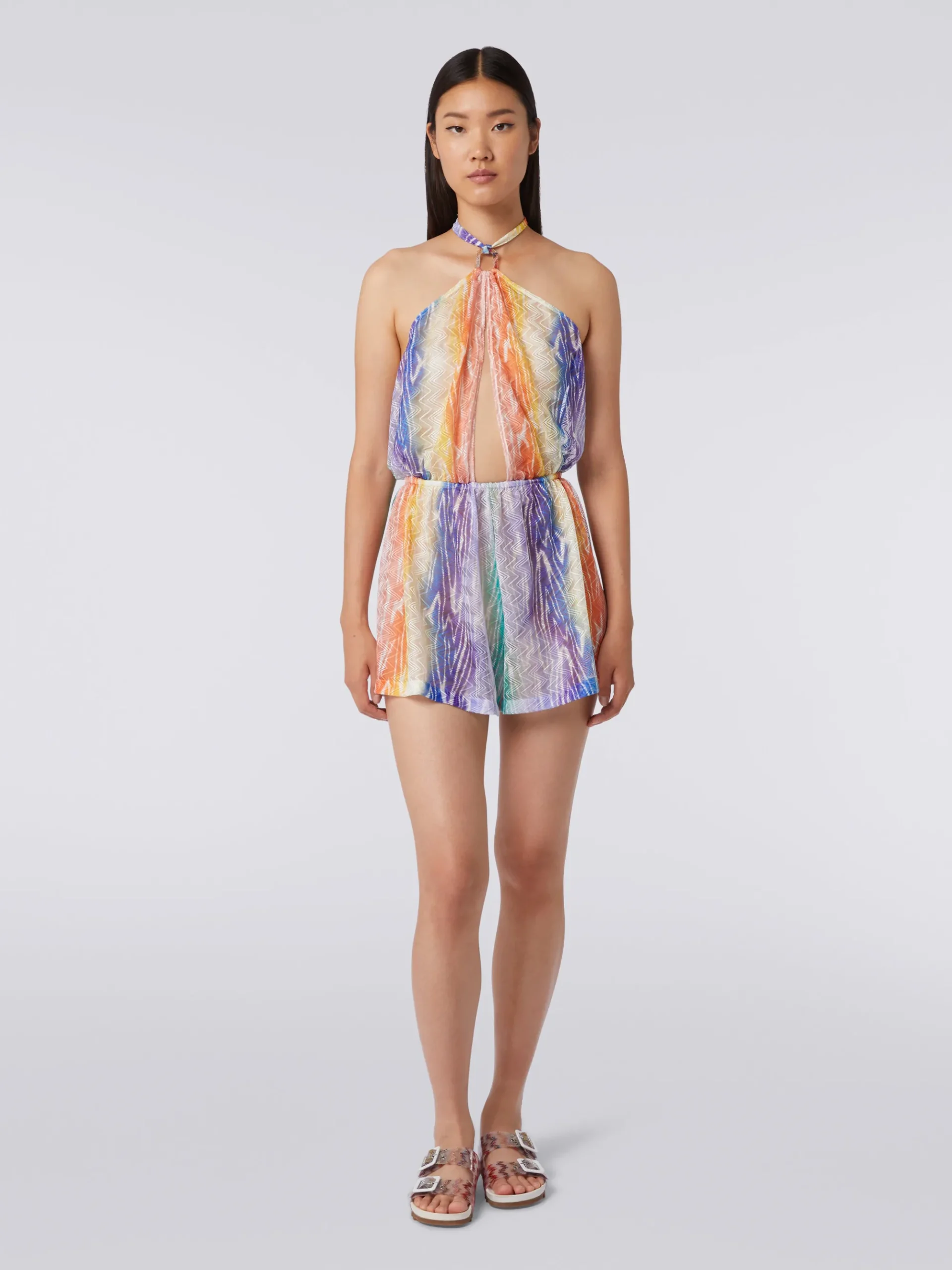 Combinaison de plage courte à imprimé tie and dye