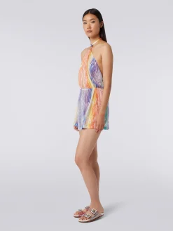 Combinaison de plage courte à imprimé tie and dye