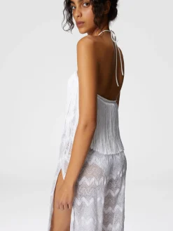 Combinaison en viscose lamé zig zag à franges