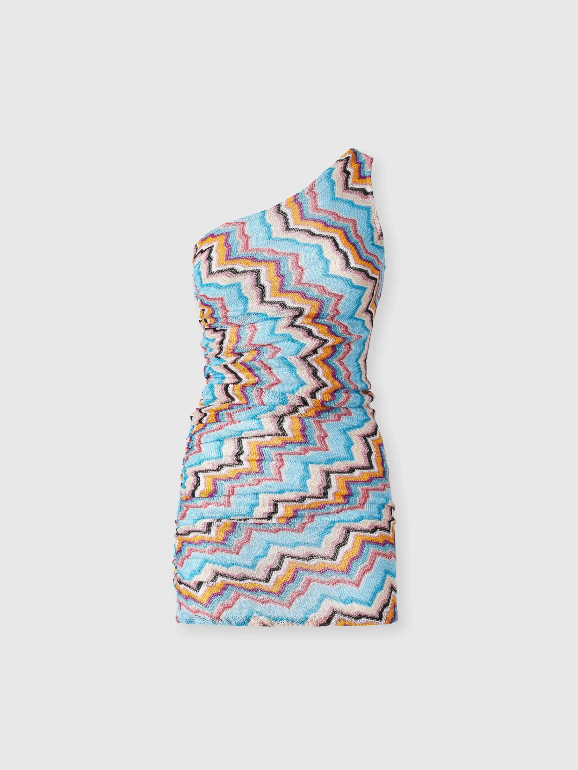 Couverture de maillot de bain courte monospalla avec motif zigzag