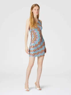 Couverture de maillot de bain courte monospalla avec motif zigzag