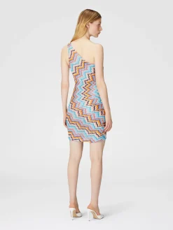 Couverture de maillot de bain courte monospalla avec motif zigzag