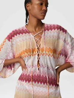 Couvre-couvrage long en viscose mélangée lamé zigzag