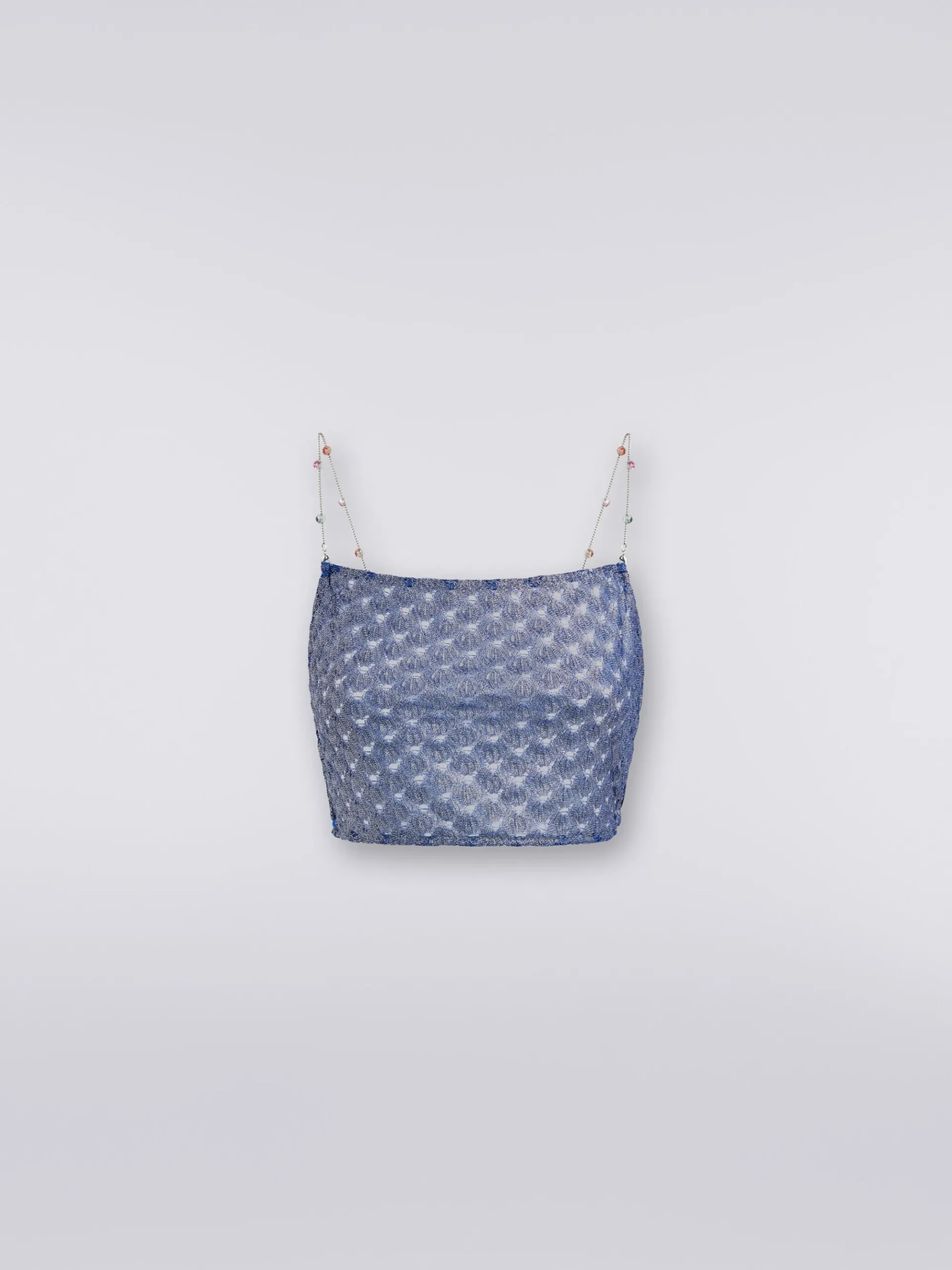 Crop top à effet dentelle avec bretelles chaîne et pierres