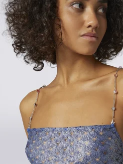 Crop top à effet dentelle avec bretelles chaîne et pierres