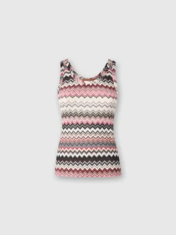 Débardeur à motif zigzag lamé dentelé