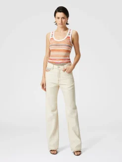 Débardeur avec empiècement en maille à motif lamé grec