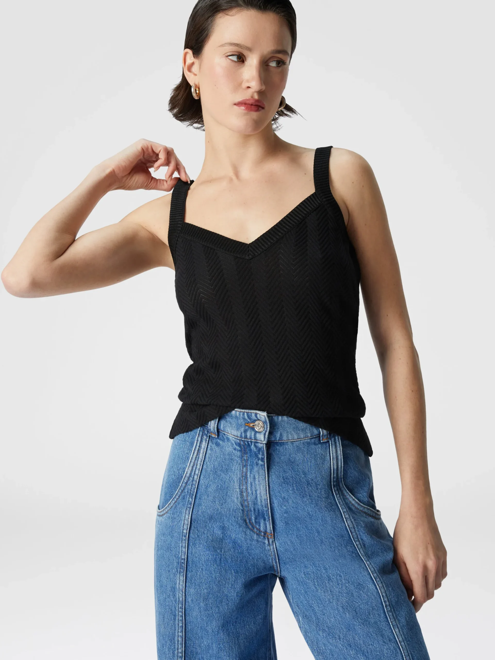 Débardeurs en coton et viscose zigzag ton sur ton