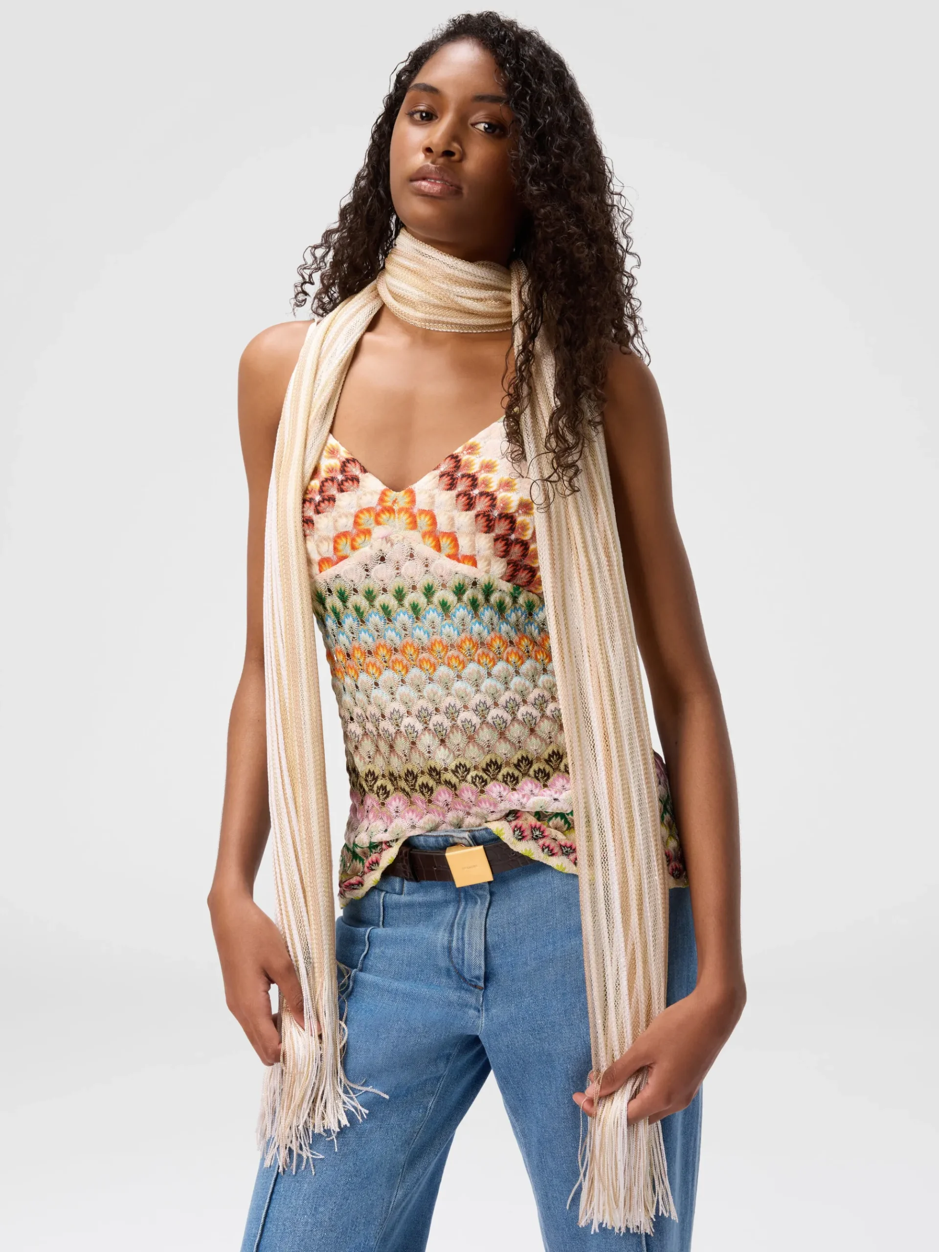 Echarpe rayée avec franges