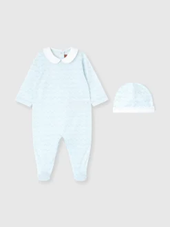 Ensemble barboteuse et bonnet pour nouveau-né en 100 % coton avec motif zigzag