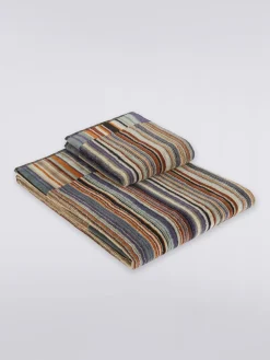 Ensemble de 2serviettes de bain Jazz en coton éponge rayé