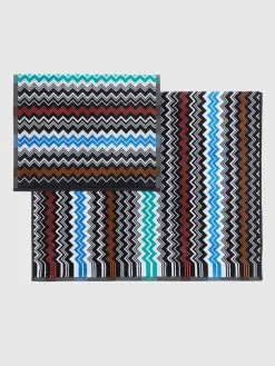 Ensemble de 2serviettes de bain Neoclassic en coton éponge à zigzag