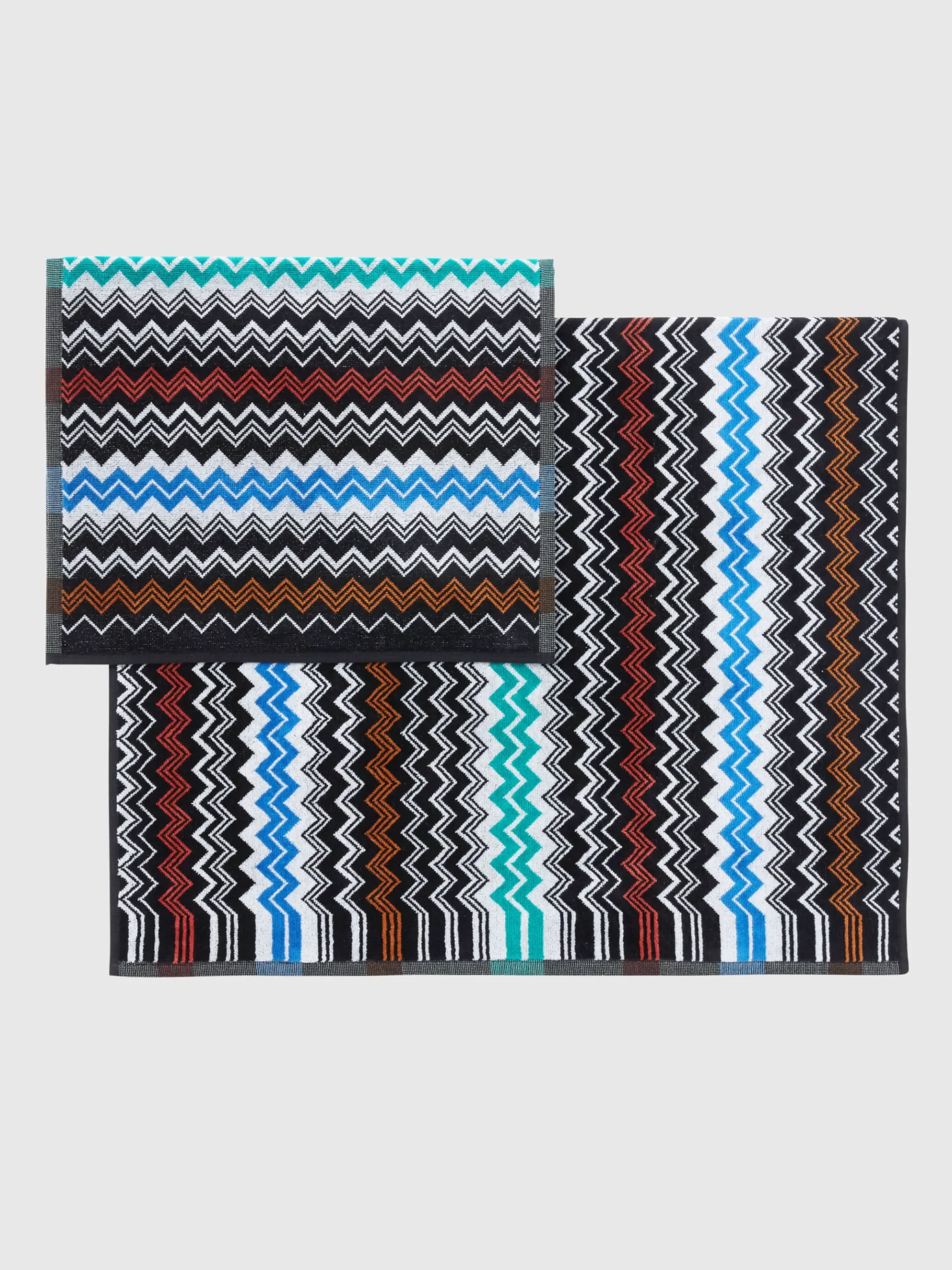 Ensemble de 2serviettes de bain Neoclassic en coton éponge à zigzag