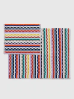 Ensemble de 2serviettes de bain Riverbero en coton éponge à zigzag
