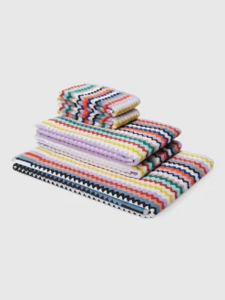Ensemble de 5serviettes de bain Riverbero en coton éponge à zigzag