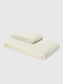 Ensemble de 2serviettes de bain Harmony en coton éponge à chevrons