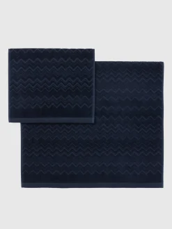 Ensemble de 2serviettes de bain Chalk en coton éponge à zigzag