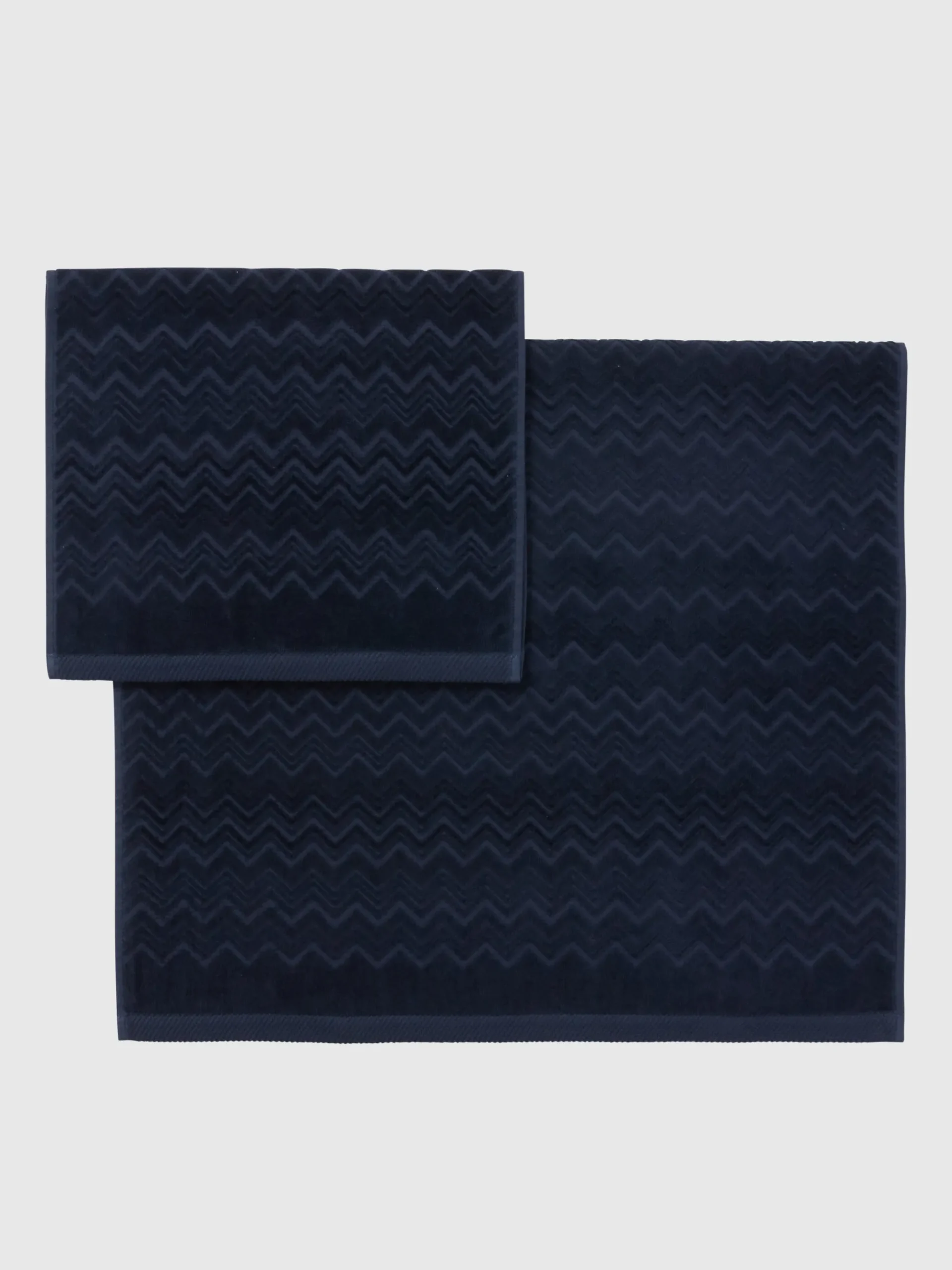 Ensemble de 2serviettes de bain Chalk en coton éponge à zigzag