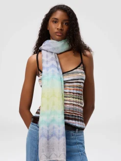 Foulard avec broderie dégradée en zig zag