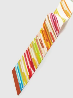 Foulard bandeau en soie avec motif zigzag