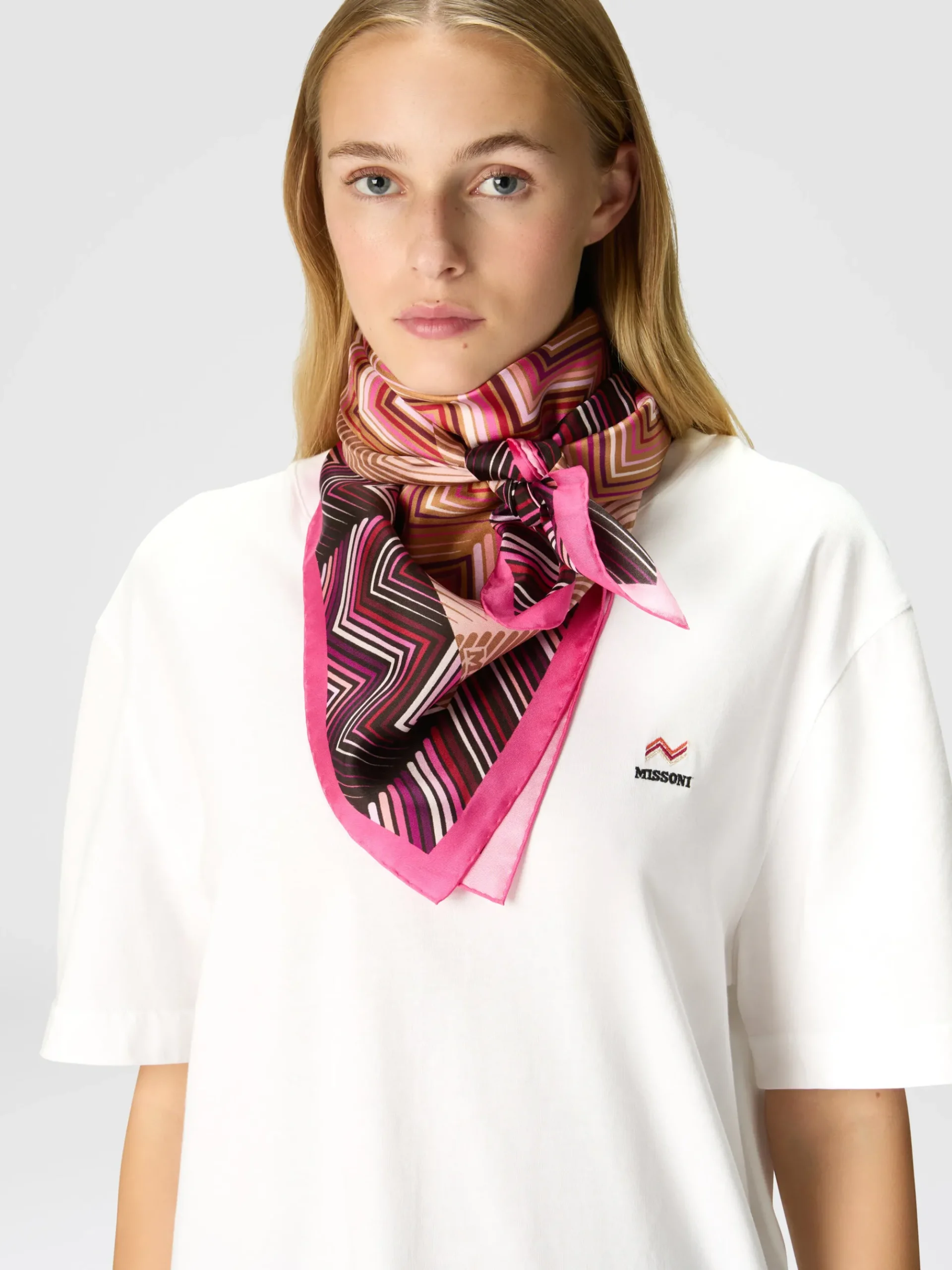 Foulard en soie imprimé patchwork