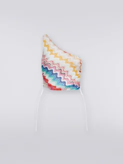 Haut à épaule dénudée et motif ondulé avec lurex