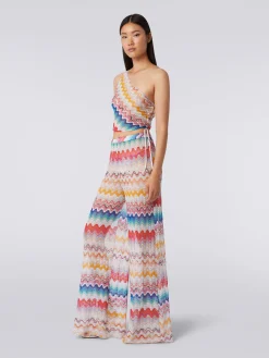 Haut à épaule dénudée et motif ondulé avec lurex