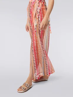 Jupe longue cache-maillot en tulle à chevrons