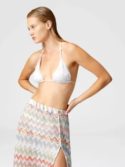 Jupe longue couvrante avec lamé 3D zig zag et fente