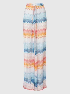 Jupe longue en viscose mélangée lamé zigzag avec cordon de serrage