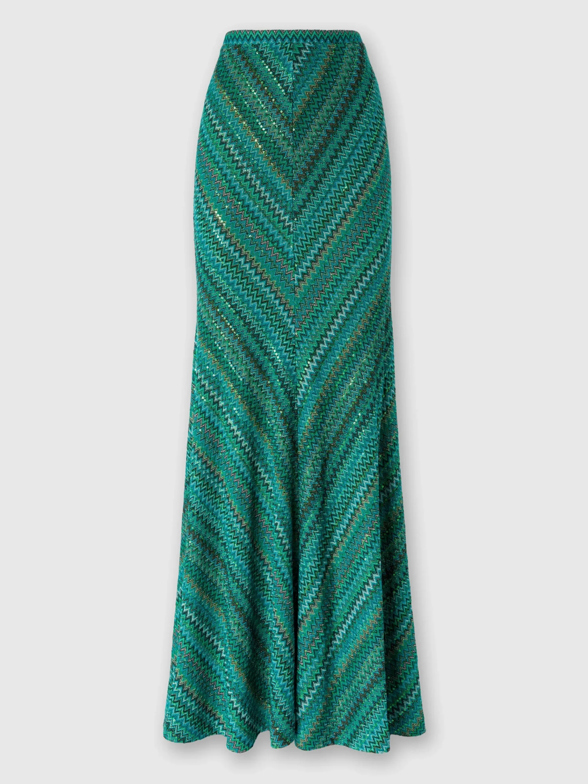 Jupe longue évasée en zigzag à sequins
