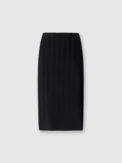 Jupe midi en coton et viscose zig zag ton sur ton avec fente