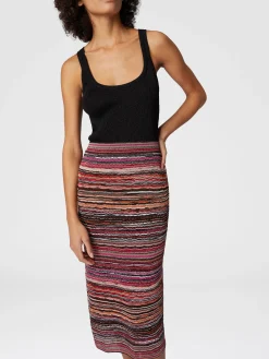 Jupe midi en viscose lamée embossée à motif vague