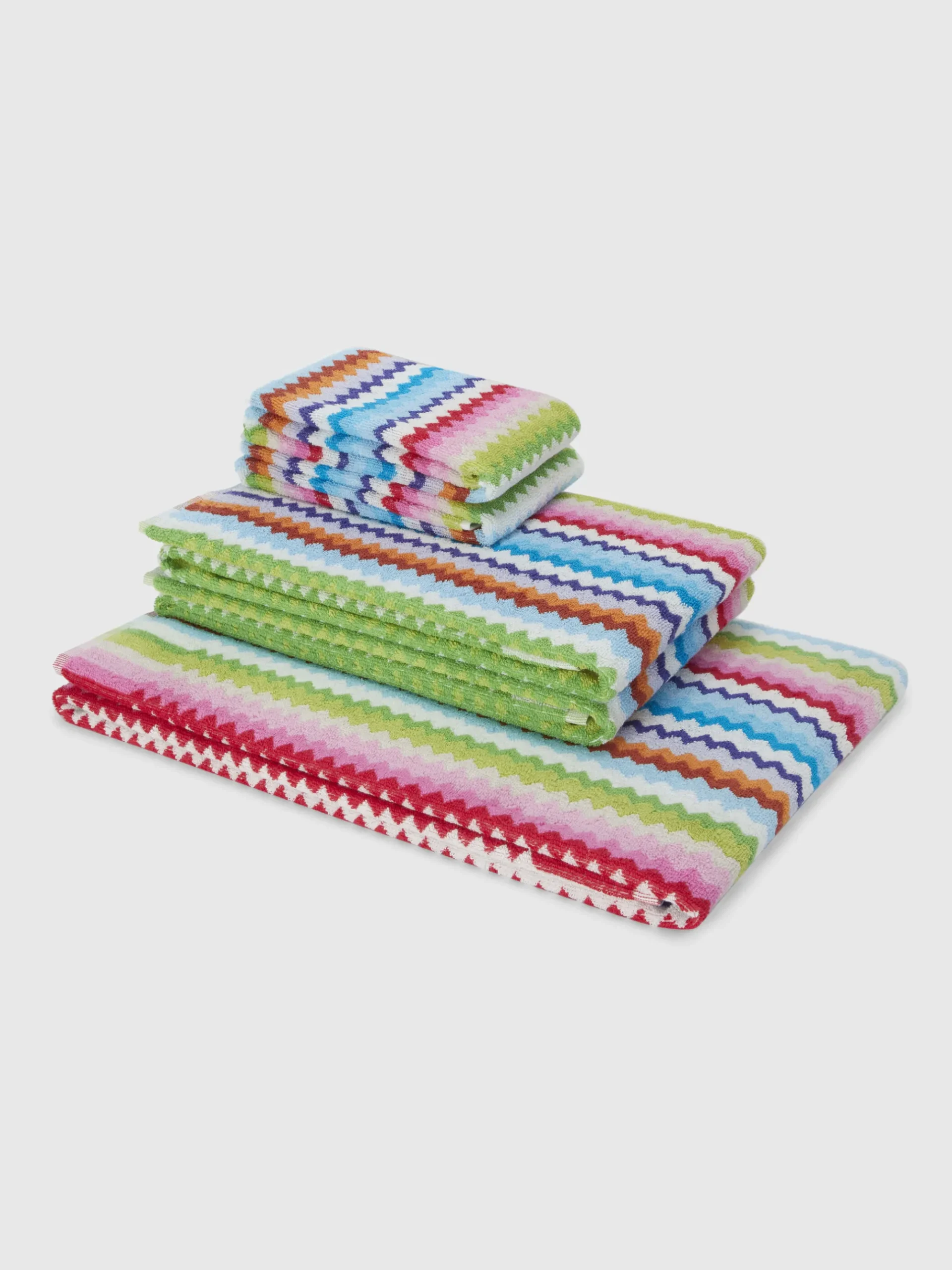 Lot de 5 serviettes de bain en coton éponge Zig zag