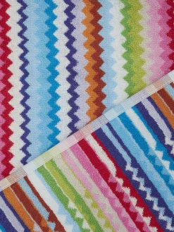 Lot de 5 serviettes de bain en coton éponge Zig zag