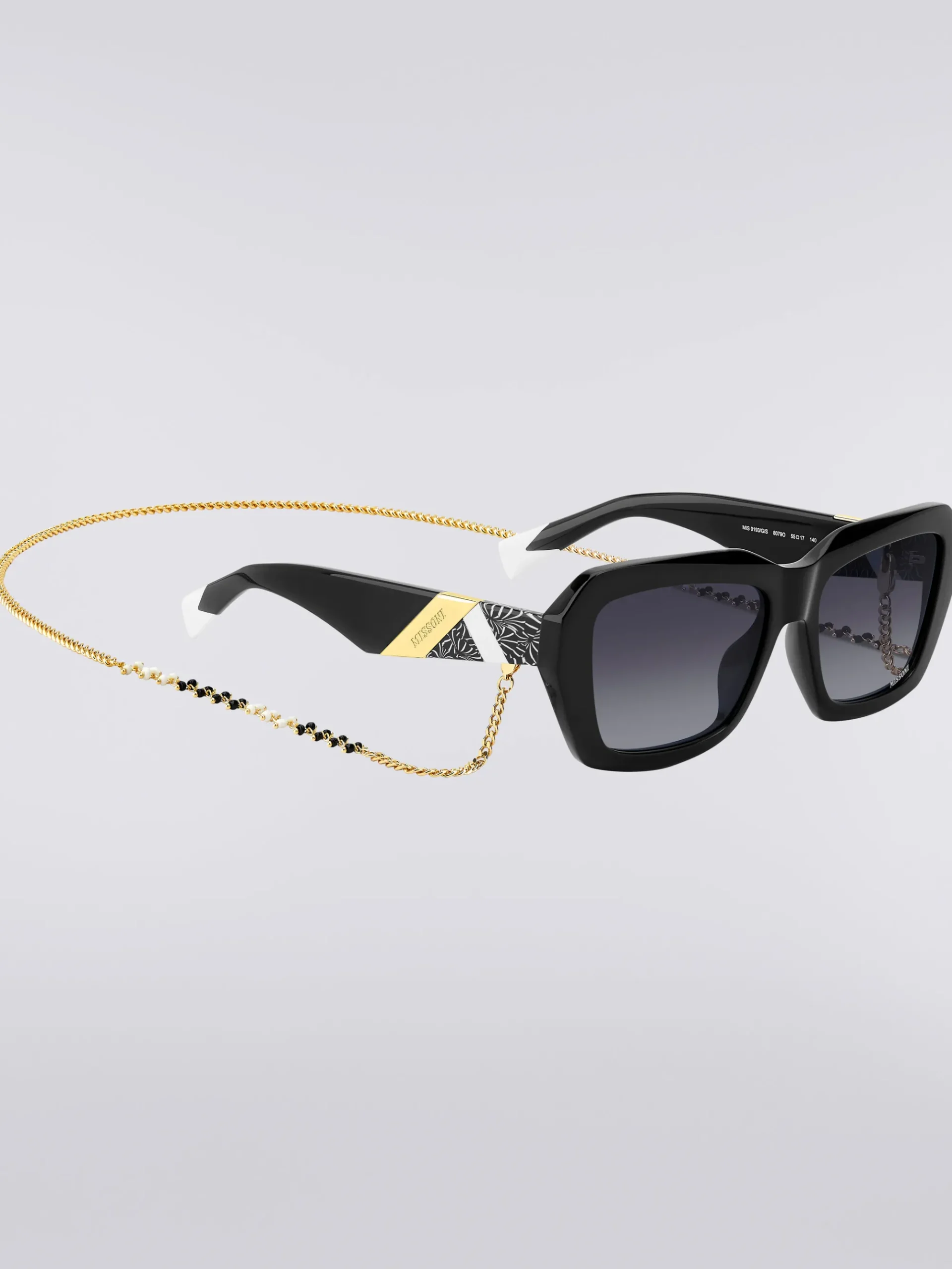 Lunettes de soleil carrées en acétate avec une chaîne en métal