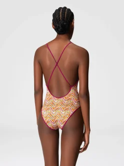 Maillot de bain une pièce réversible avec imprimé et col en V