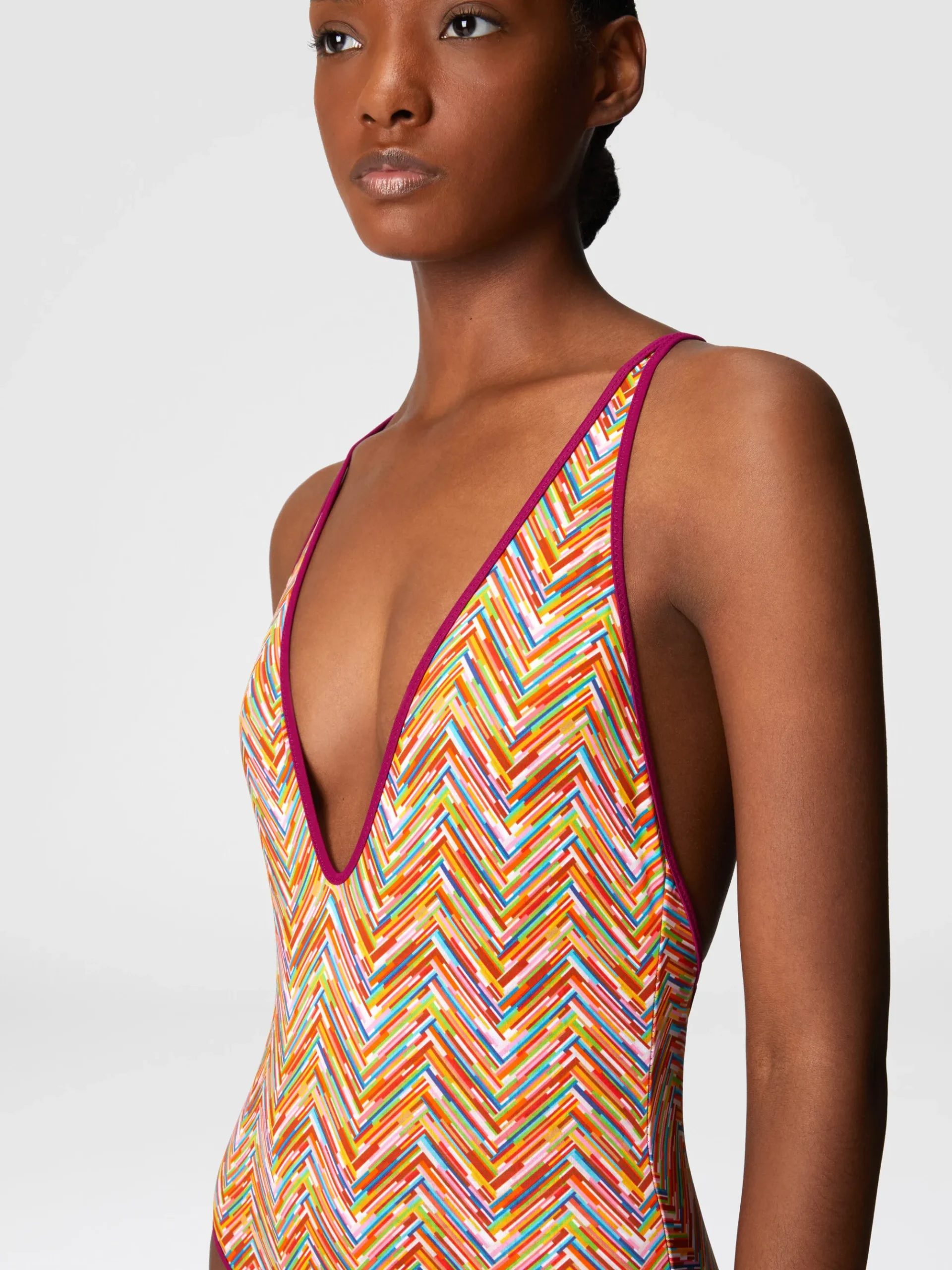 Maillot de bain une pièce réversible avec imprimé et col en V