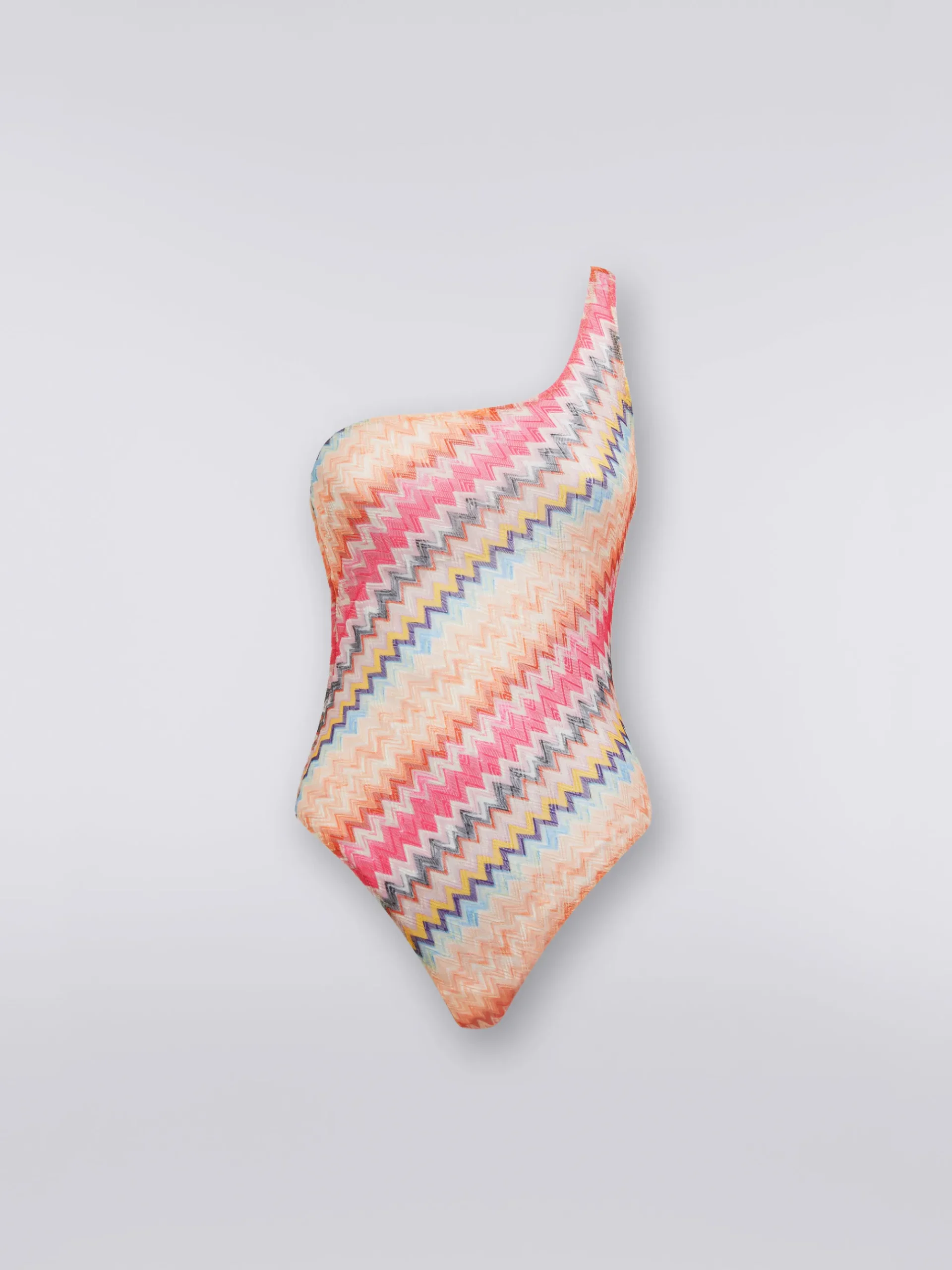 Maillot de bain une pièce épaule nue en viscose à chevrons