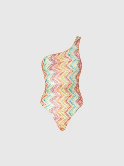 Maillot de bain une pièce asymétrique en tulle imprimé