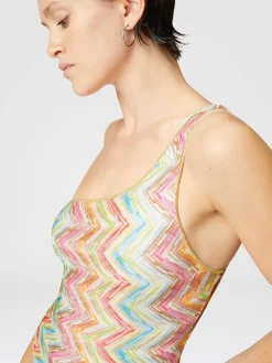 Maillot de bain une pièce asymétrique en tulle imprimé