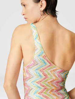 Maillot de bain une pièce asymétrique en tulle imprimé