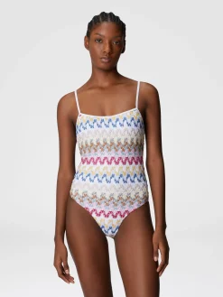 Maillot de bain une pièce en dentelle de viscose lamée