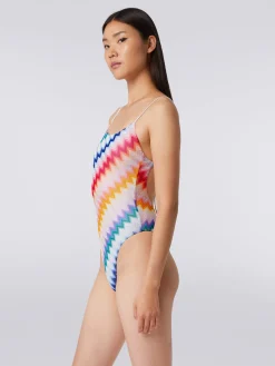 Maillot de bain une pièce à zig zag avec lurex