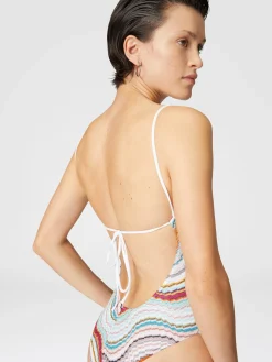 Maillot de bain une pièce à motif vague lamé