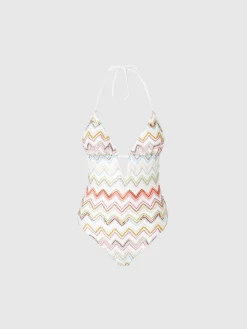 Maillot de bain une pièce avec zig zag lamé 3D