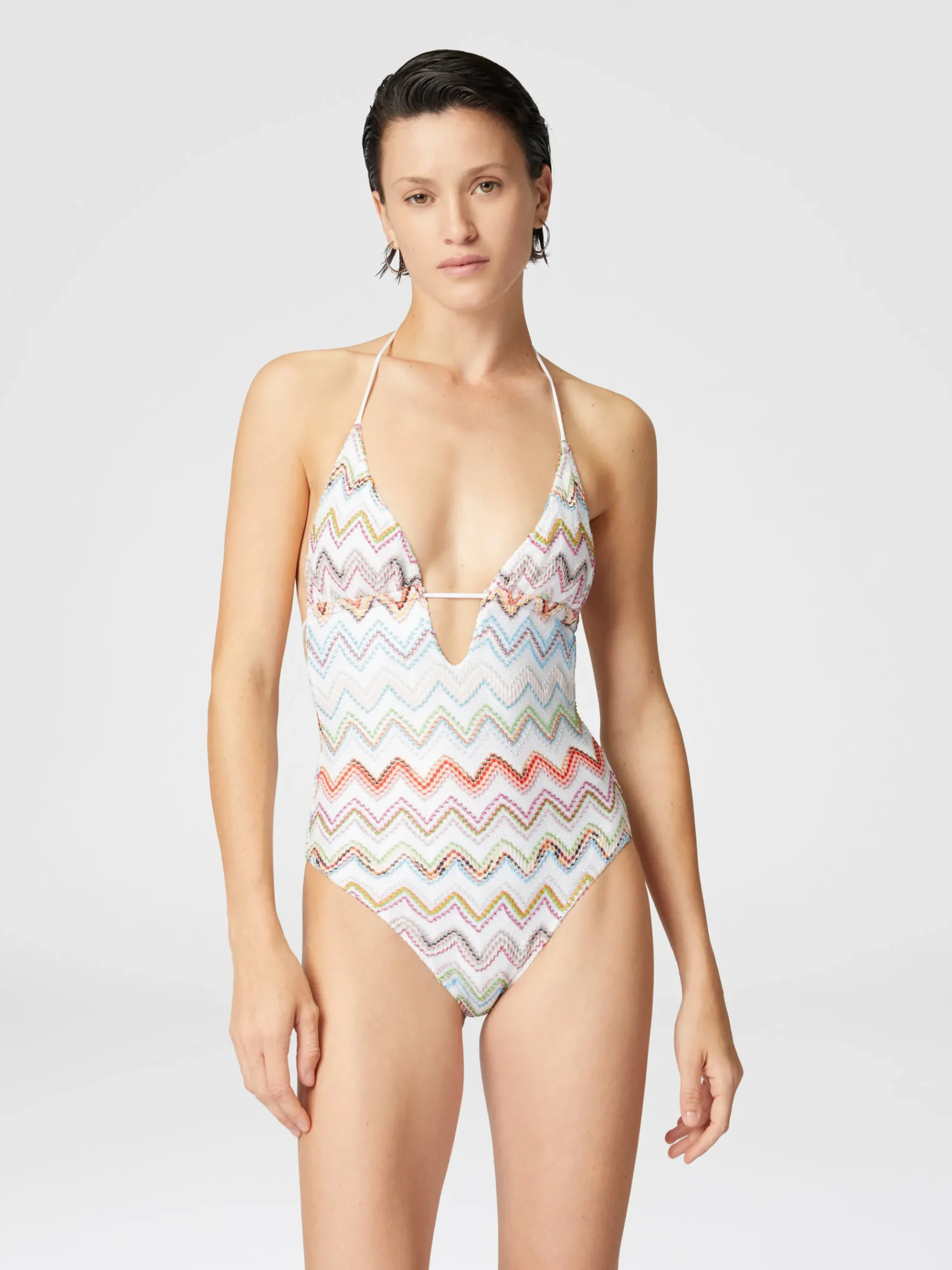 Maillot de bain une pièce avec zig zag lamé 3D